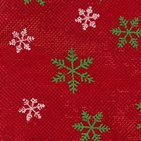 20'' Metallic Red with Green and White Snowflakes Mini Christmas Tree Skirt