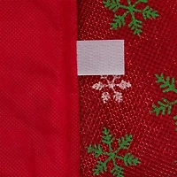 20'' Metallic Red with Green and White Snowflakes Mini Christmas Tree Skirt