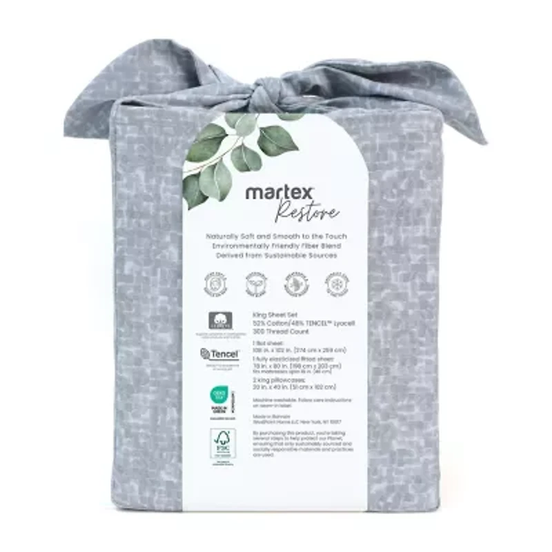 Martex Restore Echo Sheet Set 300tc Wrinkle Resistant Temperature Regulating