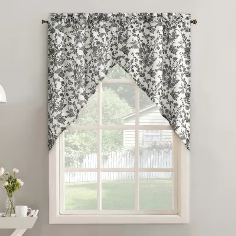 No 918 Elara Tonal Botanical 2-pc. Rod Pocket Window Tier