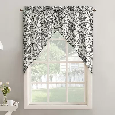 No 918 Elara Tonal Botanical 2-pc. Rod Pocket Window Tier