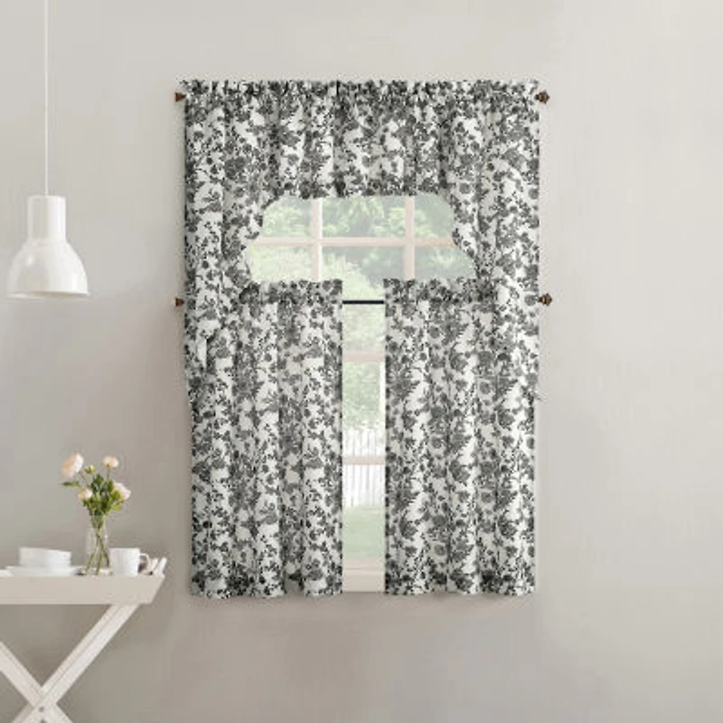 No 918 Elara Tonal Botanical 2-pc. Rod Pocket Window Tier