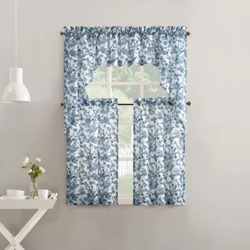 No 918 Elara Tonal Botanical 2-pc. Rod Pocket Window Tier