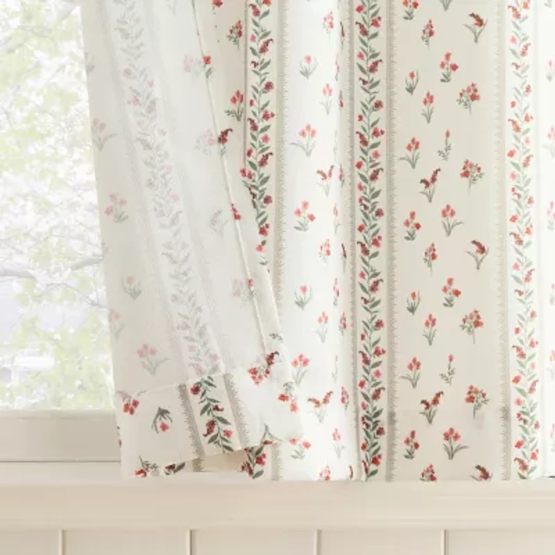 No 918 Riverwood Floral Stripe 2-pc. Rod Pocket Window Tier