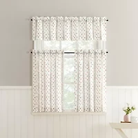 No 918 Riverwood Floral Stripe 2-pc. Rod Pocket Window Tier