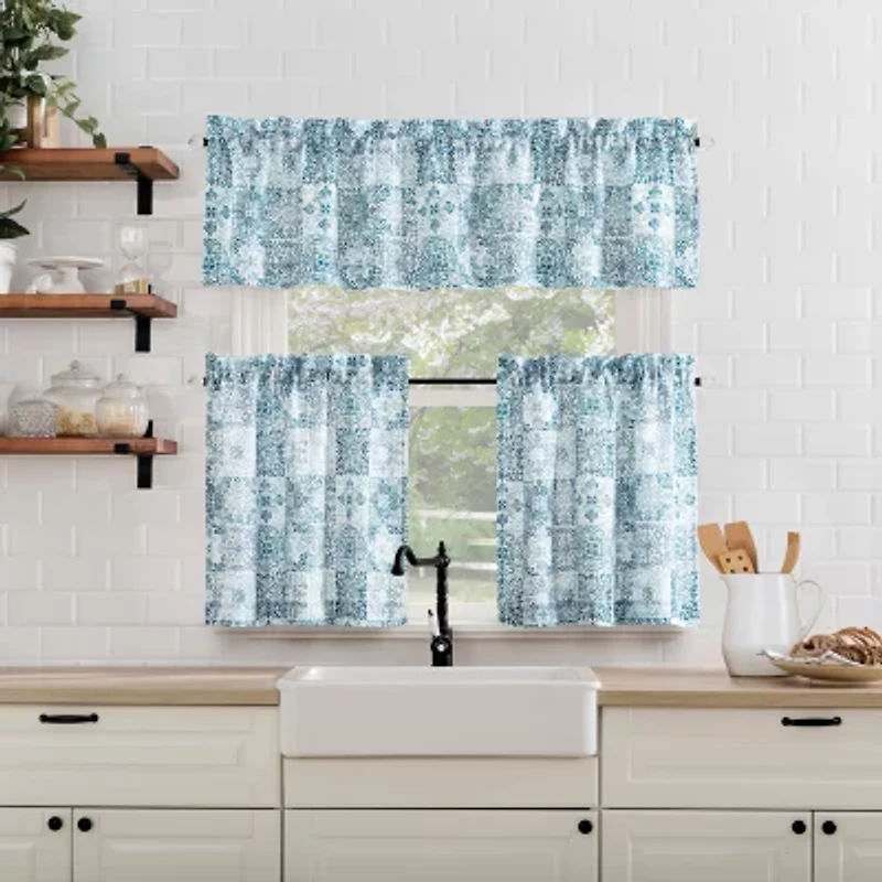 No 918 Genoa Mosaic Rod Pocket Tailored Valance