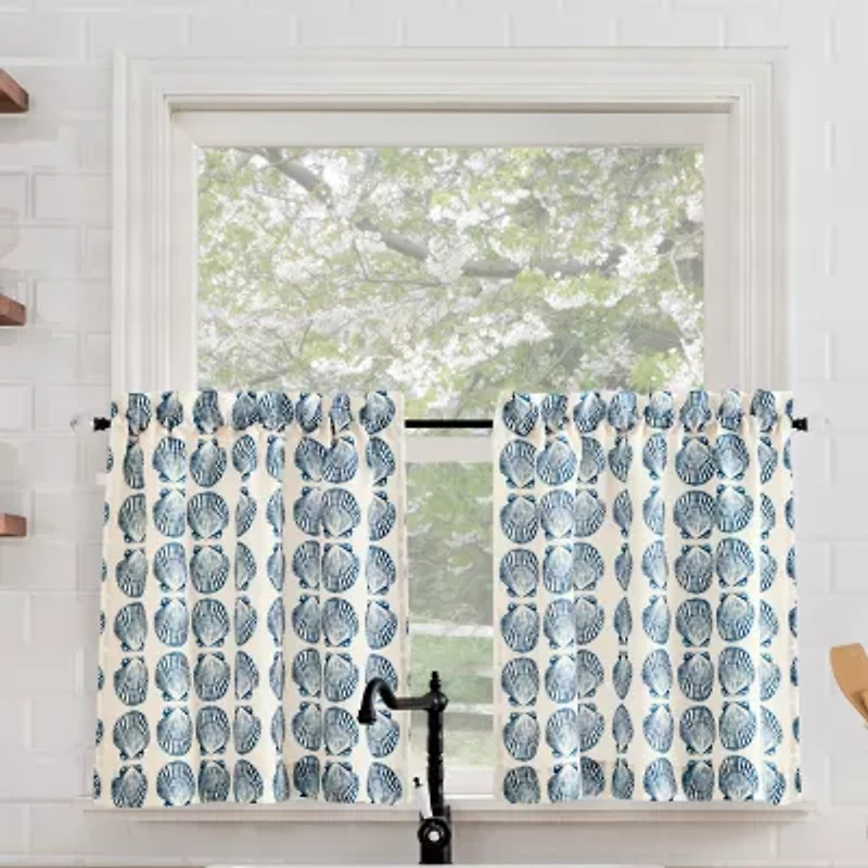 No 918 Sandbar Tonal Seashell Print 2-pc. Rod Pocket Window Tier