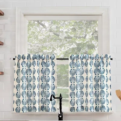 No 918 Sandbar Tonal Seashell Print 2-pc. Rod Pocket Window Tier