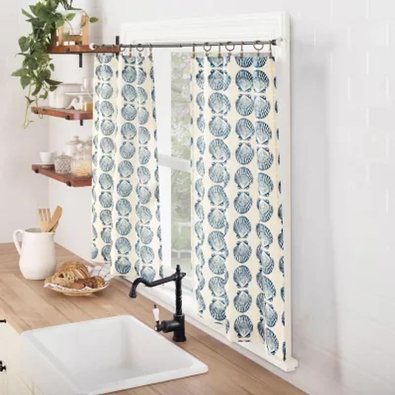 No 918 Sandbar Tonal Seashell Print 2-pc. Rod Pocket Window Tier