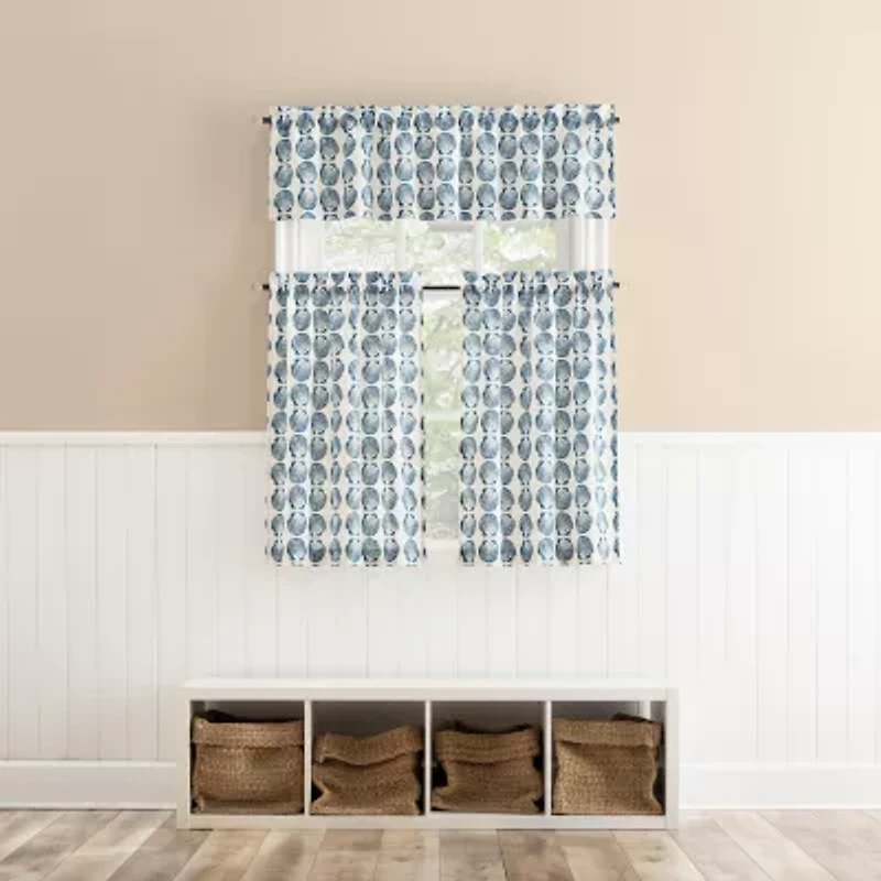 No 918 Sandbar Tonal Seashell Print 2-pc. Rod Pocket Window Tier