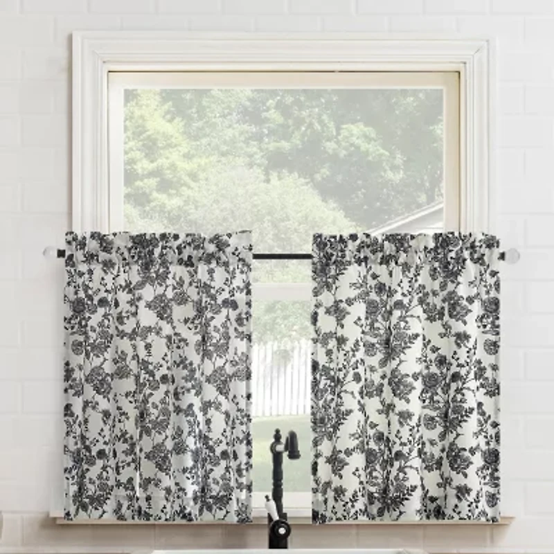 No 918 Elara Tonal Botanical 2-pc. Rod Pocket Window Tier