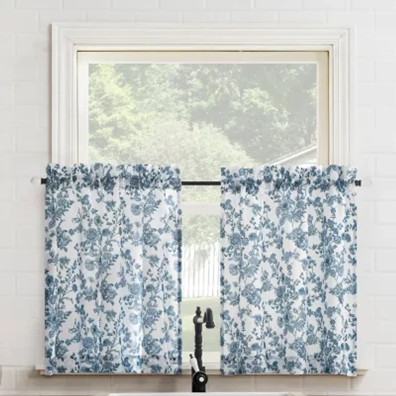 No 918 Elara Tonal Botanical 2-pc. Rod Pocket Window Tier