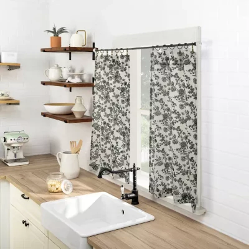 No 918 Elara Tonal Botanical 2-pc. Rod Pocket Window Tier