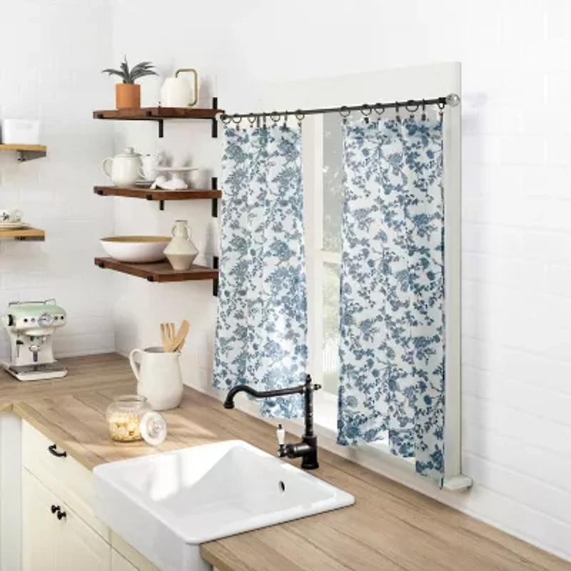 No 918 Elara Tonal Botanical 2-pc. Rod Pocket Window Tier