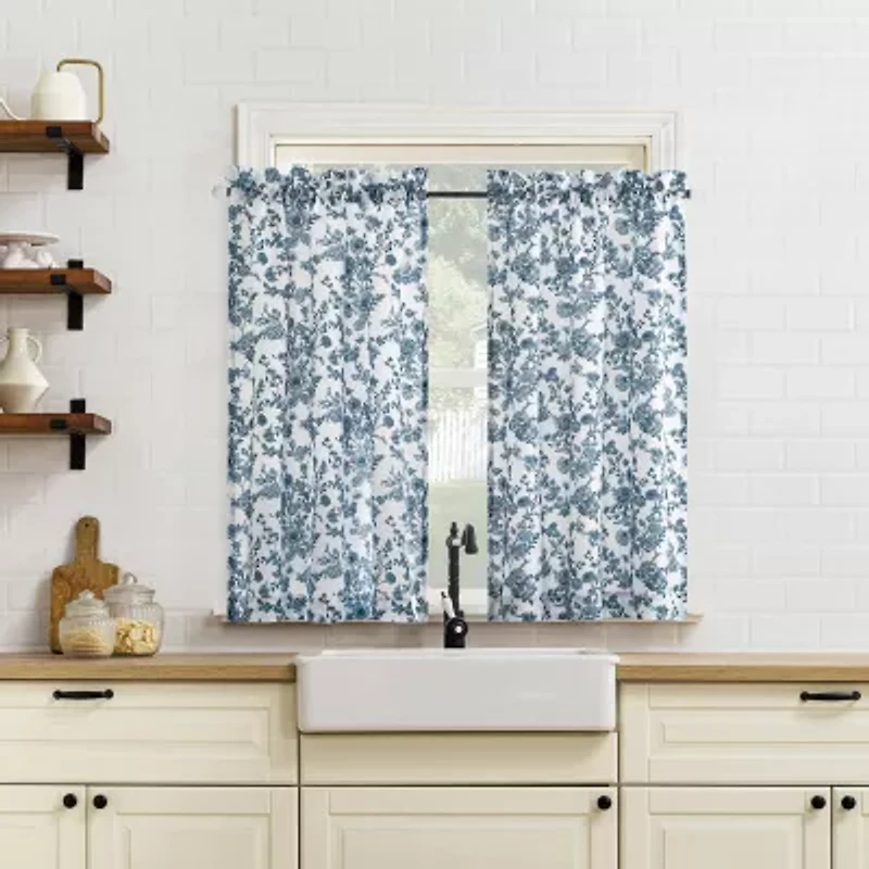 No 918 Elara Tonal Botanical 2-pc. Rod Pocket Window Tier