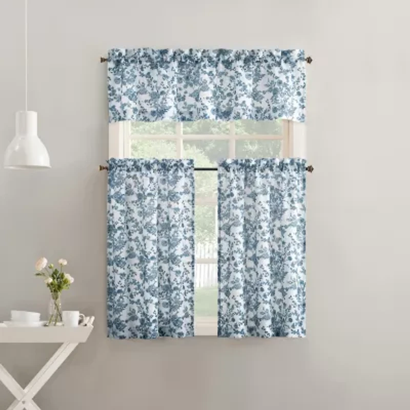 No 918 Elara Tonal Botanical 2-pc. Rod Pocket Window Tier