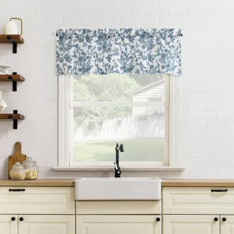 No 918 Elara Tonal Botanical 2-pc. Rod Pocket Window Tier