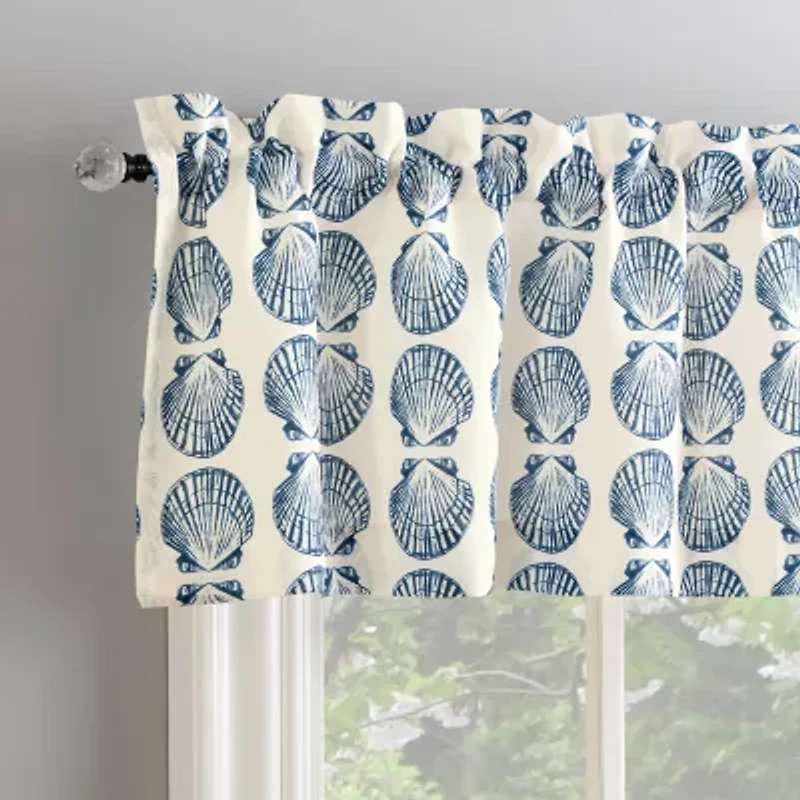 No 918 Sandbar Tonal Seashell Print Rod Pocket Valance