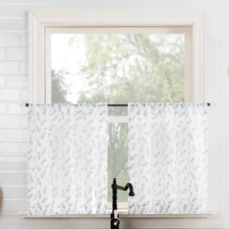 No 918 Hawthorne Floral Leaf 2-pc. Rod Pocket Window Tier