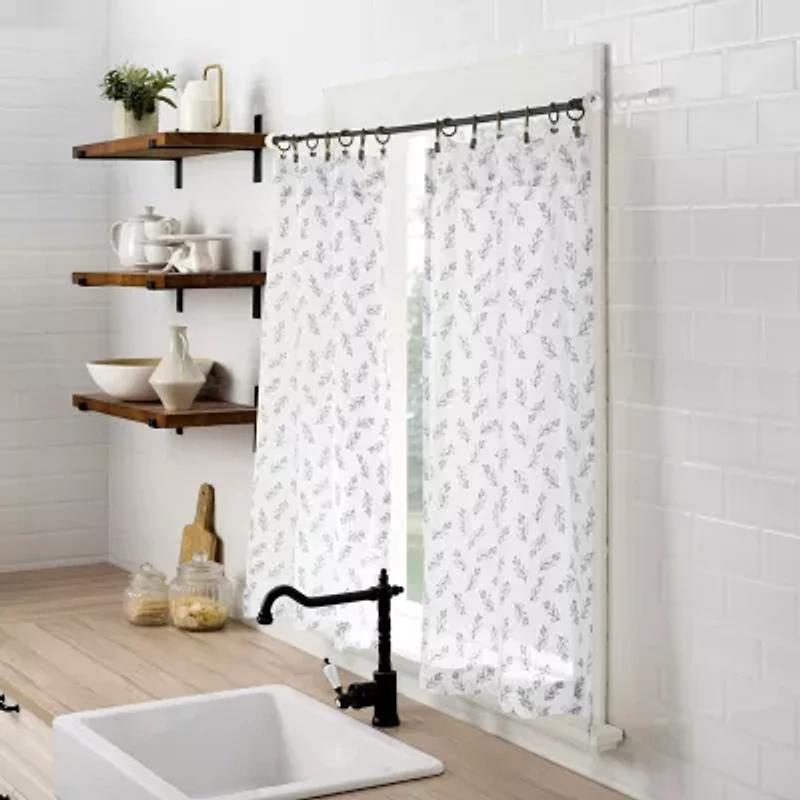 No 918 Hawthorne Floral Leaf 2-pc. Rod Pocket Window Tier