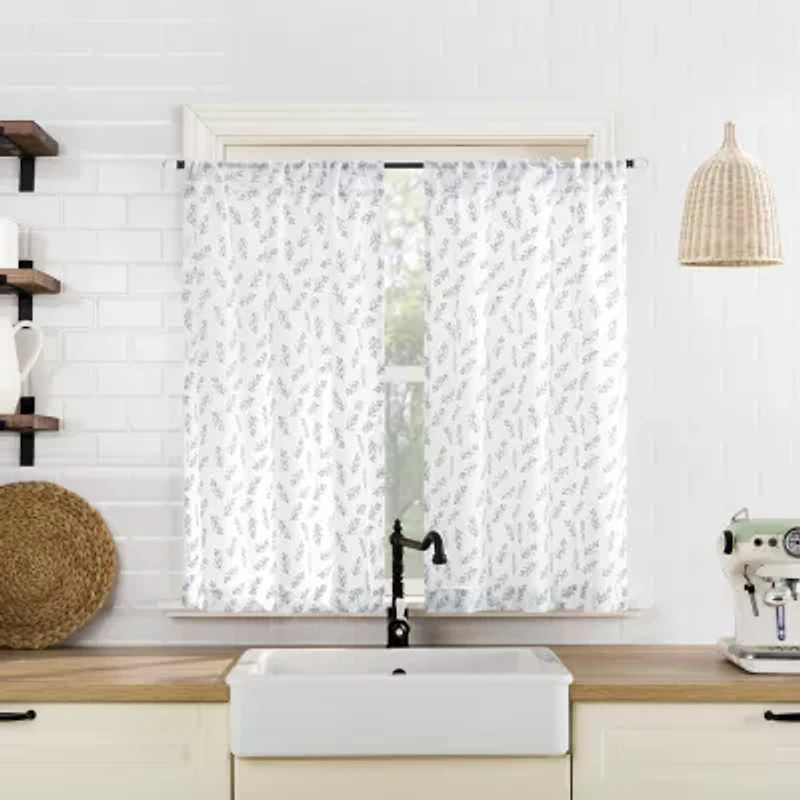 No 918 Hawthorne Floral Leaf 2-pc. Rod Pocket Window Tier