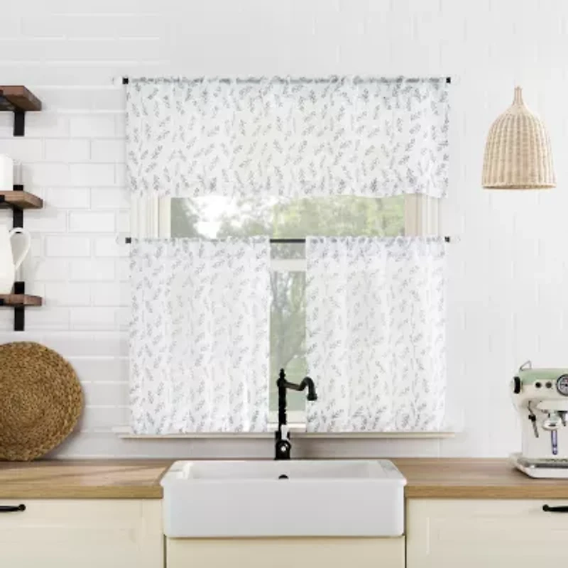 No 918 Hawthorne Floral Leaf 2-pc. Rod Pocket Window Tier