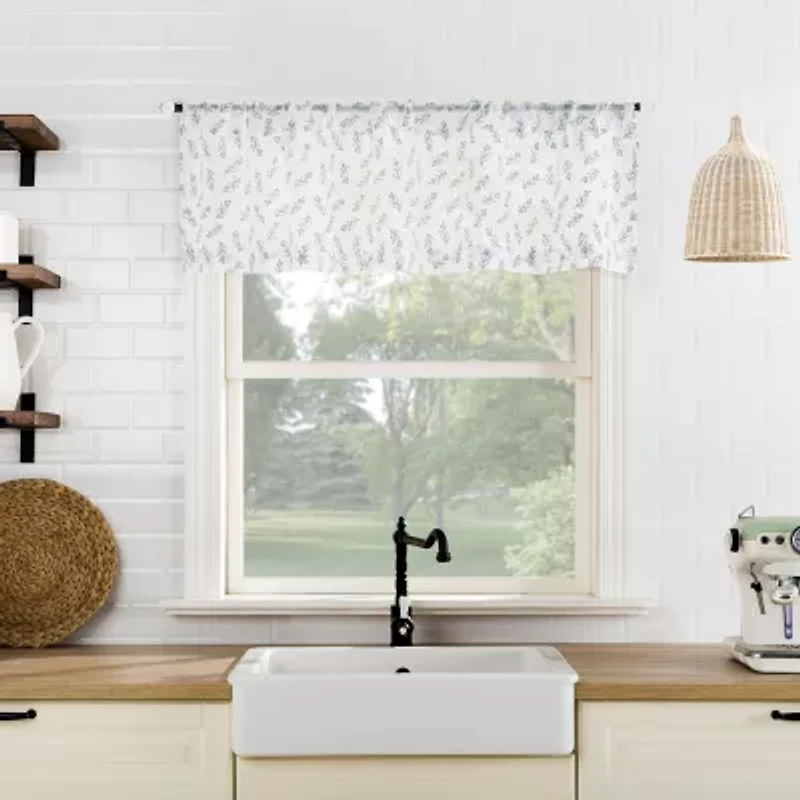 No 918 Hawthorne Floral Leaf 2-pc. Rod Pocket Window Tier