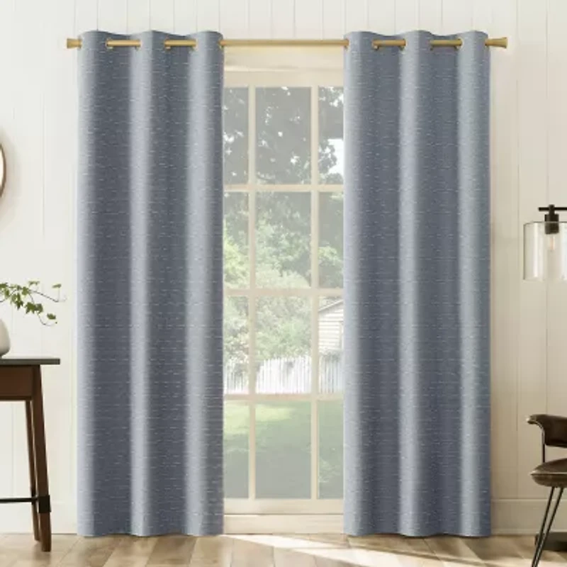 Sun Zero Dresden Detail Magnetic Grommet Top 100% Blackout Set of 2 Curtain Panel