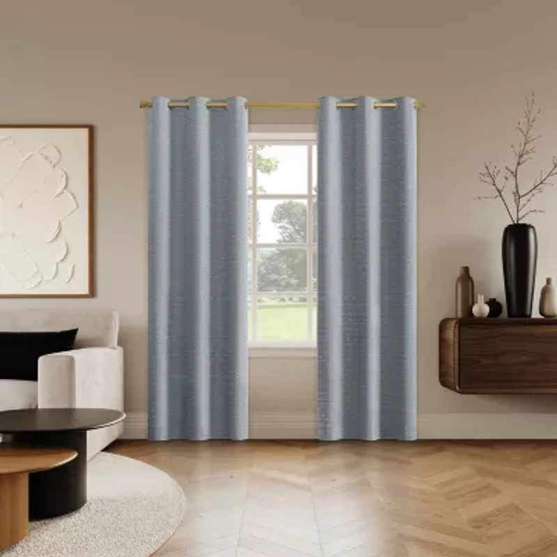 Sun Zero Dresden Detail Magnetic Grommet Top 100% Blackout Set of 2 Curtain Panel