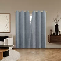 Sun Zero Dresden Detail Magnetic Grommet Top 100% Blackout Set of 2 Curtain Panel
