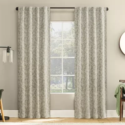 Sun Zero Estelle Foliage Woven Back Tab Light-Filtering Set of 2 Curtain Panel