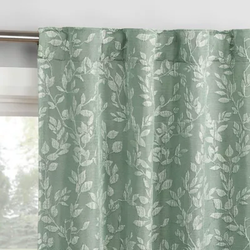 Sun Zero Estelle Foliage Back Tab 100% Blackout Set of 2 Curtain Panel
