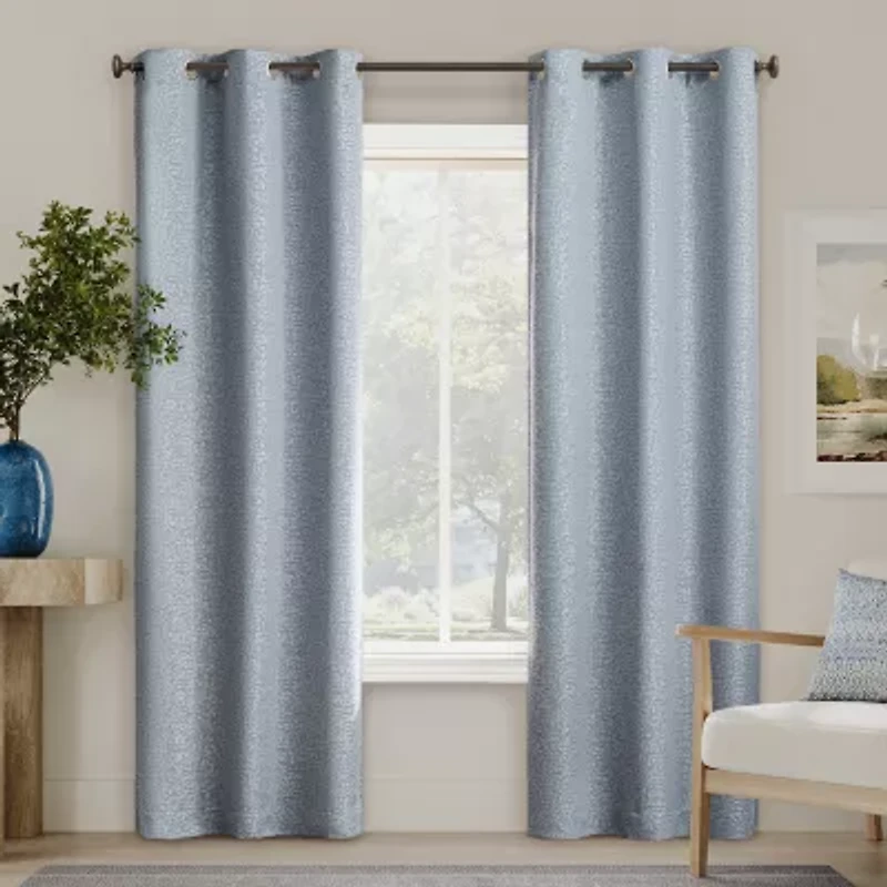 Sun Zero Serenity Abstract Magnetic Grommet Top 100% Blackout Set of 2 Curtain Panel