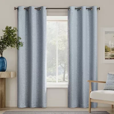 Sun Zero Serenity Abstract Magnetic Grommet Top 100% Blackout Set of 2 Curtain Panel