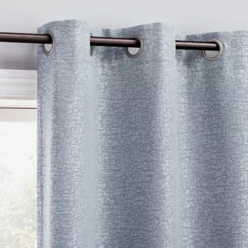 Sun Zero Serenity Abstract Magnetic Grommet Top 100% Blackout Set of 2 Curtain Panel