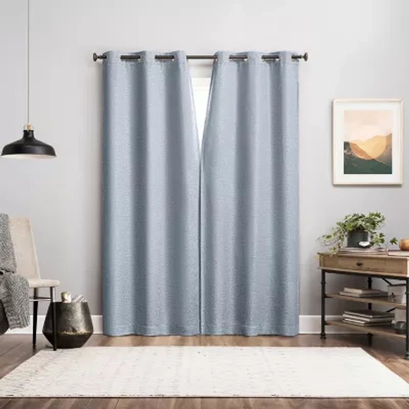 Sun Zero Serenity Abstract Magnetic Grommet Top 100% Blackout Set of 2 Curtain Panel