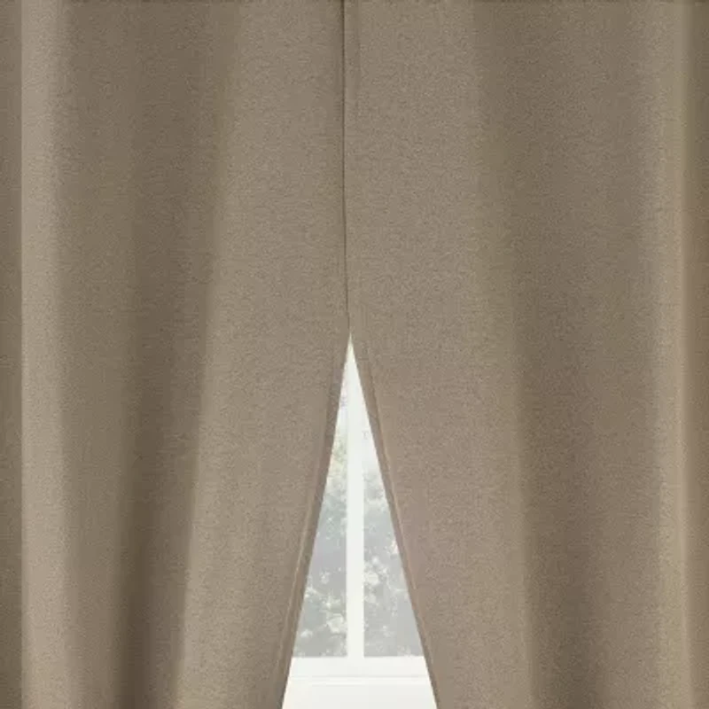 Sun Zero Presley Herringbone Magnetic Rod Pocket 100% Blackout Set of 2 Curtain Panel
