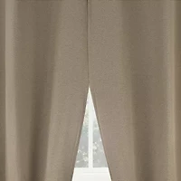 Sun Zero Presley Herringbone Magnetic Rod Pocket 100% Blackout Set of 2 Curtain Panel