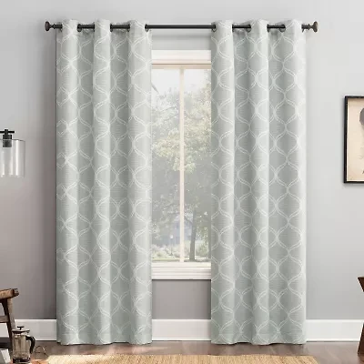 Sun Zero Tikal Woven Ogee Grommet Top Light-Filtering Single Curtain Panel