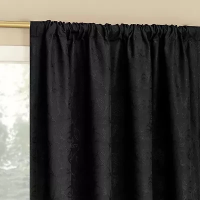 Sun Zero Bronte Floral Rod Pocket 100% Blackout Single Curtain Panel