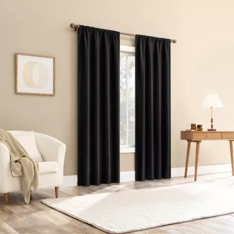 Sun Zero Bronte Floral Rod Pocket 100% Blackout Single Curtain Panel
