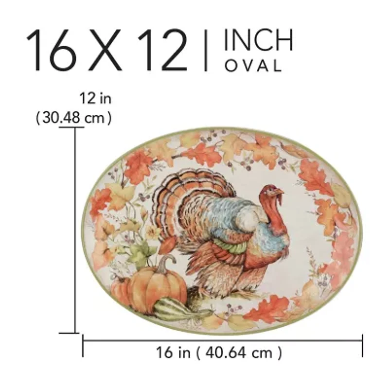 Certified International Autumn Breeze Oval Turkey Serving Platter