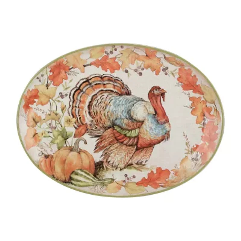 Certified International Autumn Breeze Oval Turkey Serving Platter
