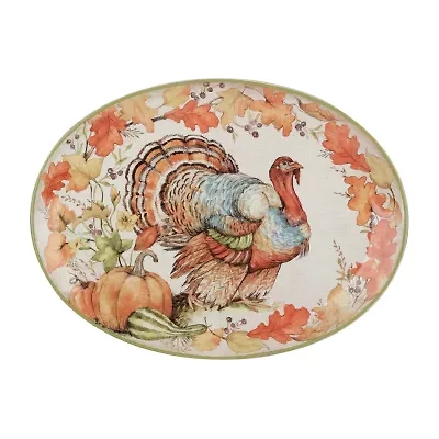 Certified International Autumn Breeze Oval Turkey Serving Platter