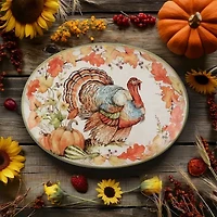 Certified International Autumn Breeze Oval Turkey Serving Platter