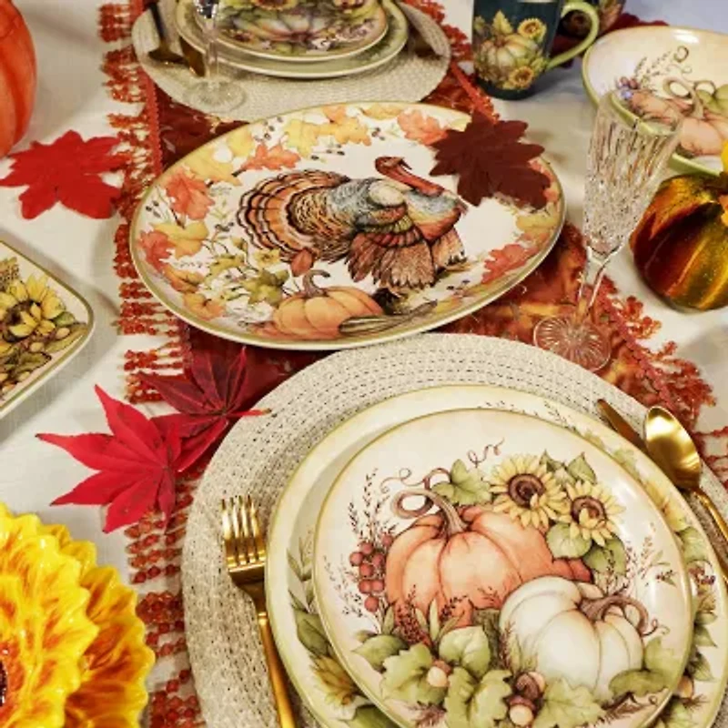 Certified International Autumn Breeze Oval Turkey Serving Platter