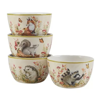 Certified International Woodland Critters 4-pc. Earthenware Ice Cream Bowl