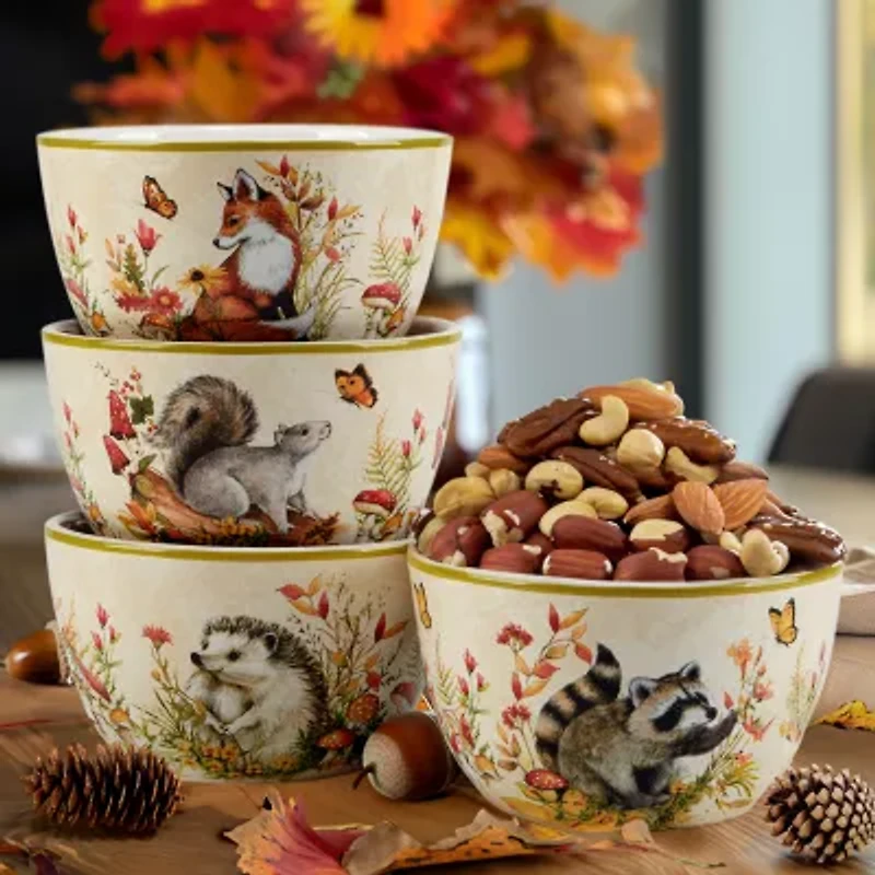 Certified International Woodland Critters 4-pc. Earthenware Ice Cream Bowl