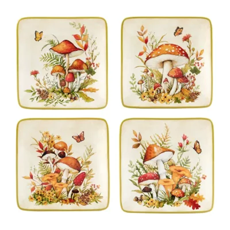 Certified International Woodland Critters 4-pc. Earthenware Appetizer Plate