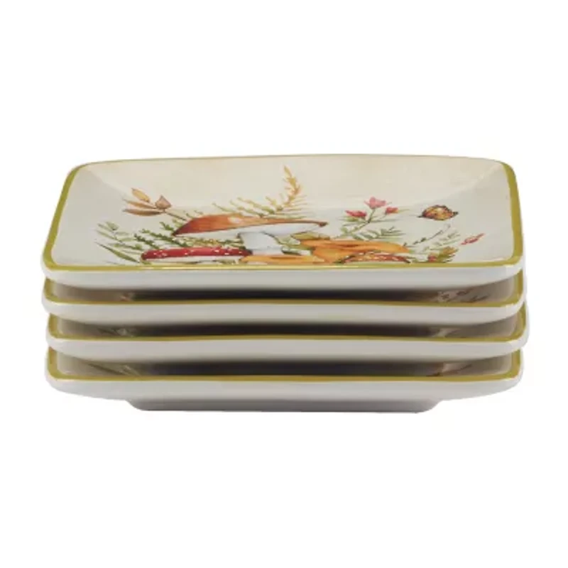 Certified International Woodland Critters 4-pc. Earthenware Appetizer Plate